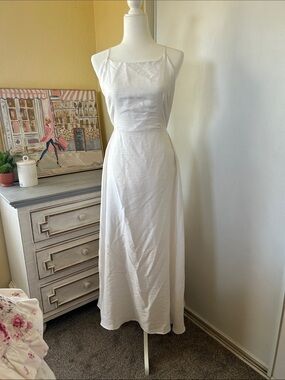 Elegant White Spaghetti-Strap Maxi Dress